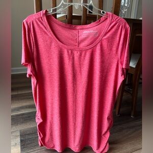 Eddie Bauer Raspberry Crewneck in size XL! Polyester/Spandex! Side gather!